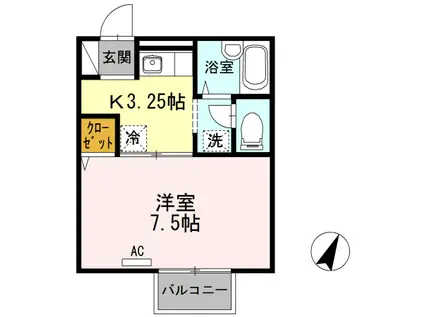 ベルセゾン(1K/1階)の間取り写真