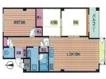 箕面グリーンハイツII(2SLDK/2階)の間取り写真