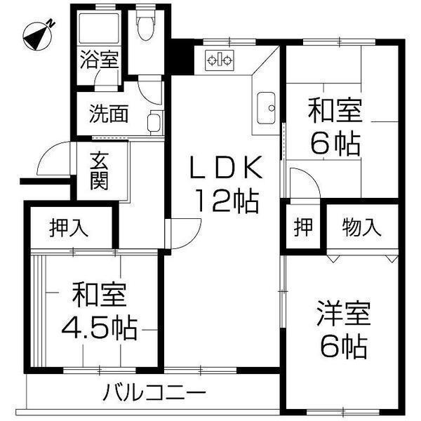 高倉台四団地20号棟(3LDK/4階)の間取り写真