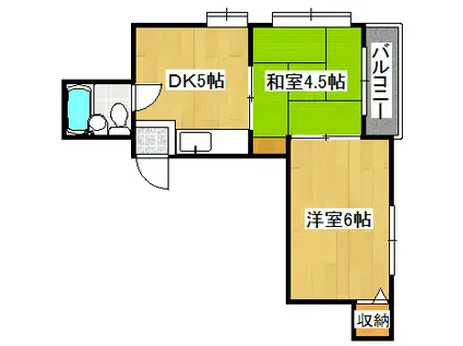 平野西第2シャルマン(2DK/2階)の間取り写真