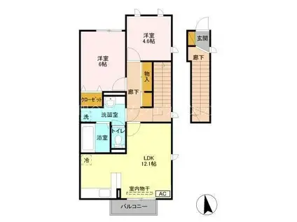 ウエストパーク藤(2LDK/2階)の間取り写真