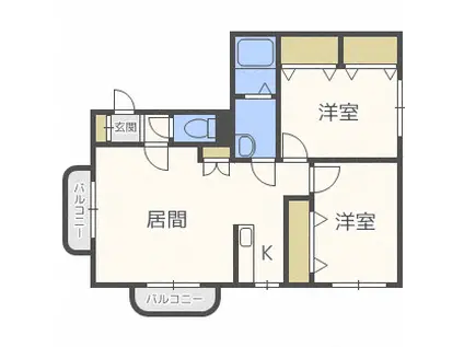 マンションむらかみVI(2LDK/3階)の間取り写真