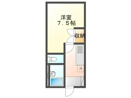 ＩＲいしかわ鉄道 加賀温泉駅 徒歩5分 3階建 築32年(1K/3階)の間取り写真