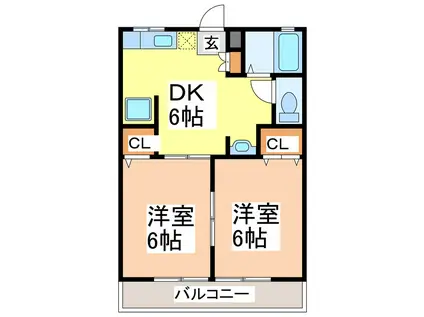 ベル・ヴィ21(2DK/1階)の間取り写真