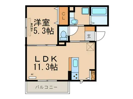 エスポワール宇美(1LDK/3階)の間取り写真