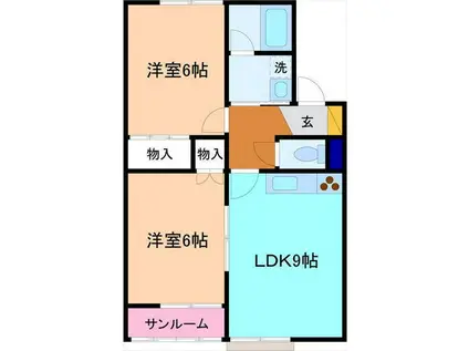 ハイツフローラII(2LDK/2階)の間取り写真