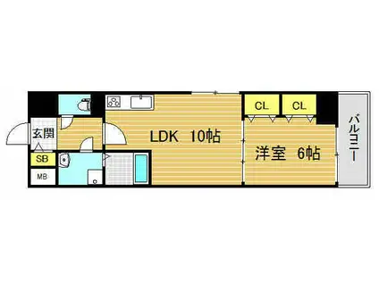 GROOVE新長田(1LDK/3階)の間取り写真