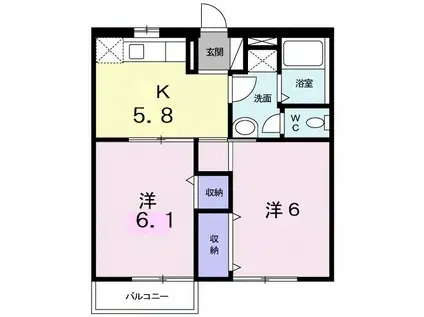 エスポワール A(2K/1階)の間取り写真