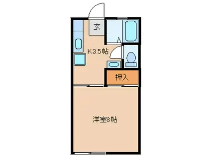 グリーンパーク(1K/2階)の間取り写真