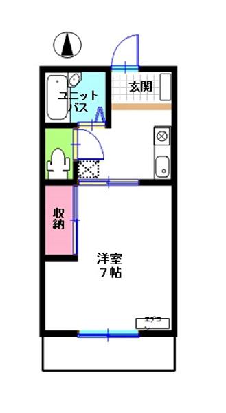 マリオンハイツB(1K/2階)の間取り写真