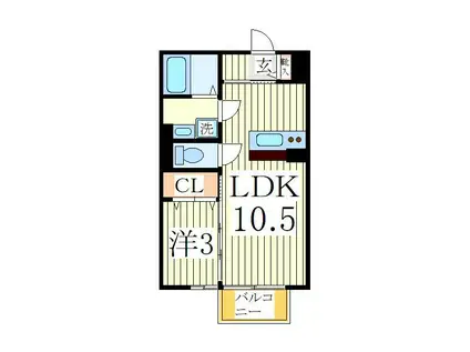 ラフォーレ壱番館(1LDK/2階)の間取り写真