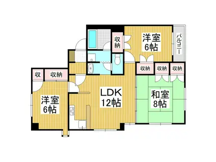 中村屋マンション(3LDK/3階)の間取り写真