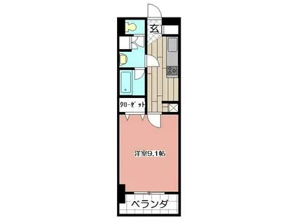 アヴィニールグランデ金田(1K/6階)の間取り写真