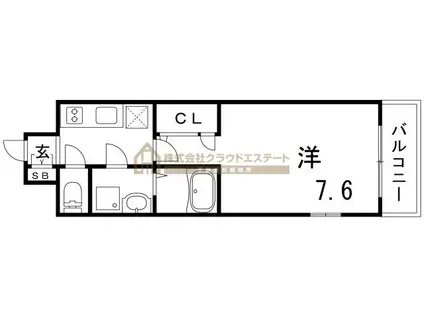エスプレイス神戸ウエストモンターニュ(1K/9階)の間取り写真