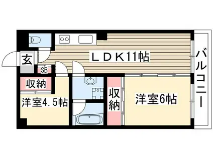 第2太田コーポ(2LDK/4階)の間取り写真
