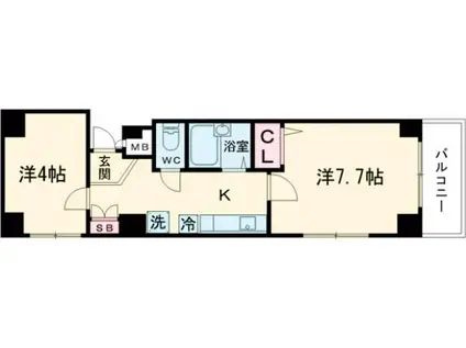 ブロスコート六甲II(2K/3階)の間取り写真