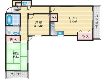 シャトー三島野(3LDK/2階)の間取り写真