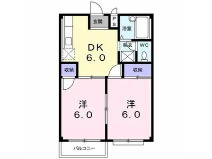 飯塚ハイツ(2DK/2階)の間取り写真