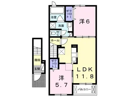 センチュリーA(2LDK/2階)の間取り写真