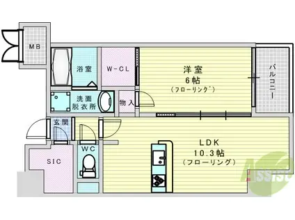 S-RESIDENCE新大阪GARDEN(1LDK/7階)の間取り写真