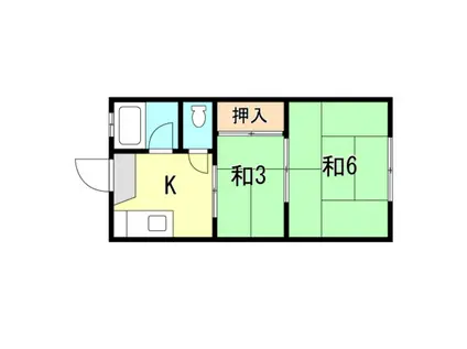 みどりハイツ(2K/1階)の間取り写真