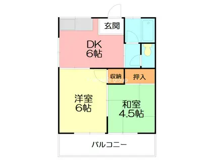 妻田荘(2DK/1階)の間取り写真