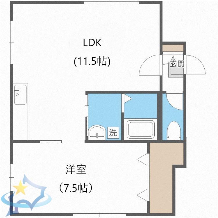 GRACE-COURT南円山(1LDK/2階)の間取り写真