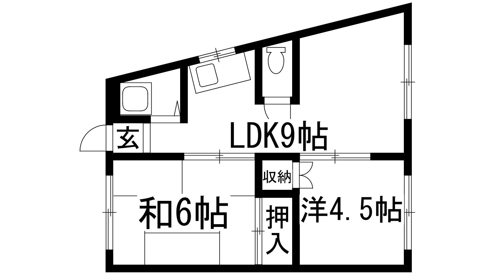 島上マンション北棟(2LDK/2階)の間取り写真