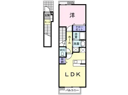 エターナルコートA(1LDK/2階)の間取り写真