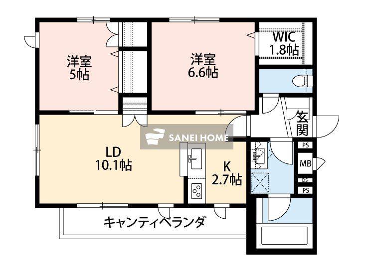 グランソレイユ(2LDK/2階)の間取り写真