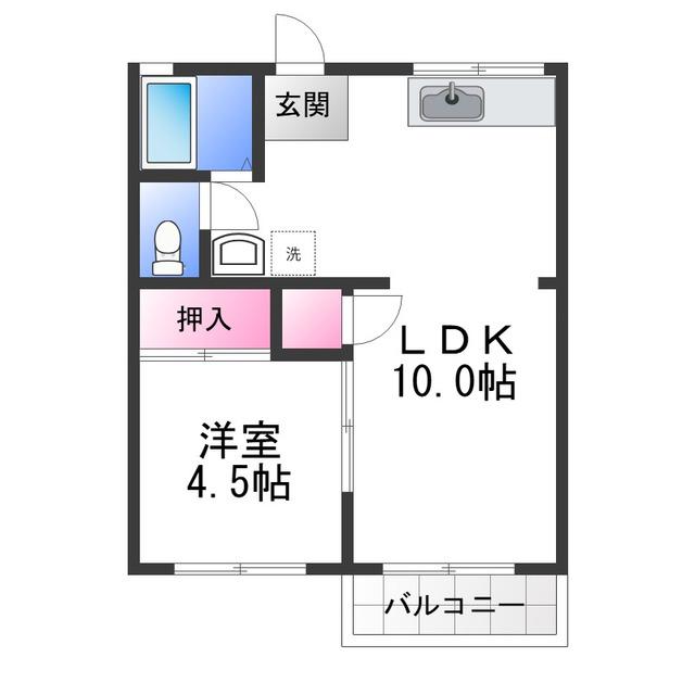 阪口ハイツ(1LDK/2階)の間取り写真