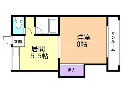 モンターニュ(1DK/1階)の間取り写真