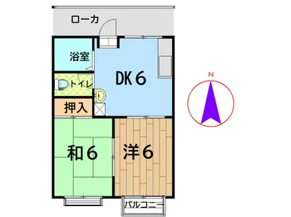 タウニー若宮(2DK/2階)の間取り写真