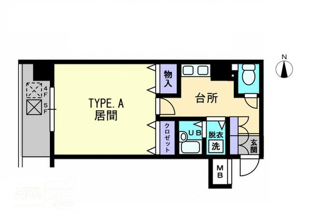 リマーク上之町(1K/4階)の間取り写真