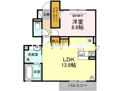 ヴィエントII棟(1LDK/1階)の間取り写真