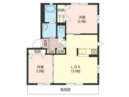 オリゾンII(2LDK/1階)の間取り写真