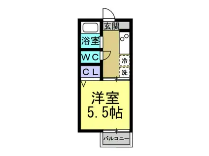 エクレル若草(1K/2階)の間取り写真