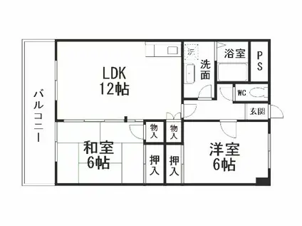 SOLANA足原(2LDK/4階)の間取り写真