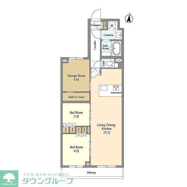 アジールコート練馬中村橋(2SLDK/1階)の間取り写真