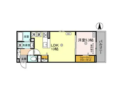 ユーフォリア籠池通(1LDK/2階)の間取り写真