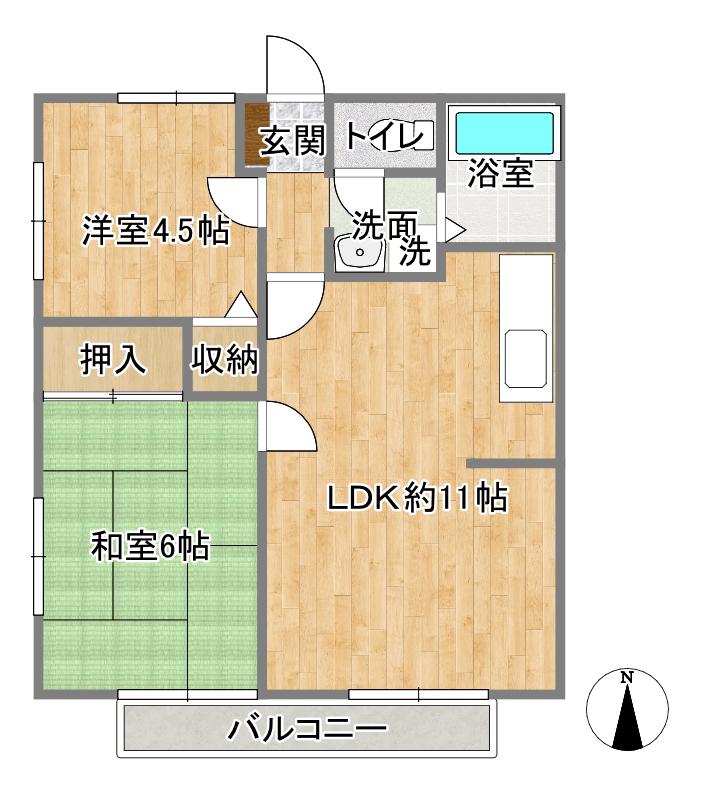 サンハイツ(2LDK/2階)の間取り写真