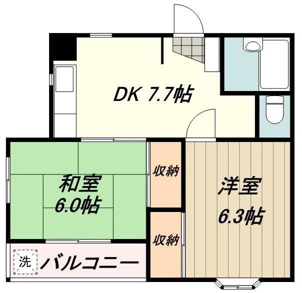 Y.S.D(2DK/3階)の間取り写真