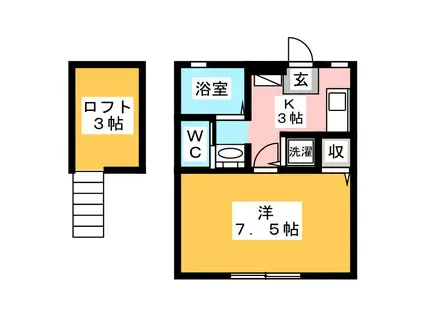 ペスカトーレ東海(1K/1階)の間取り写真