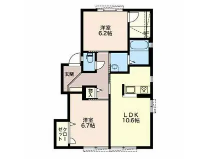 サンフラワーF(2LDK/1階)の間取り写真