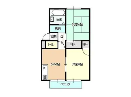 プレジールニュー皆生(2DK/1階)の間取り写真