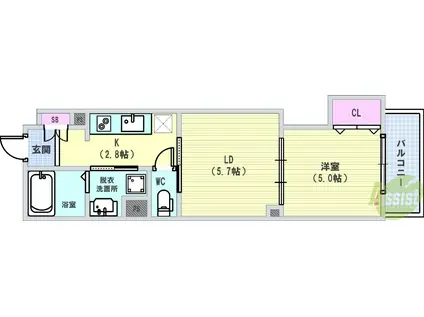 クリエオーレ豊島南(1LDK/3階)の間取り写真