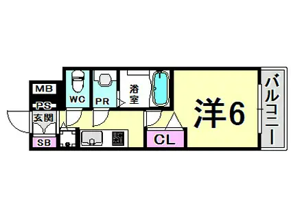 プレサンス三宮エレガンシア(1K/5階)の間取り写真