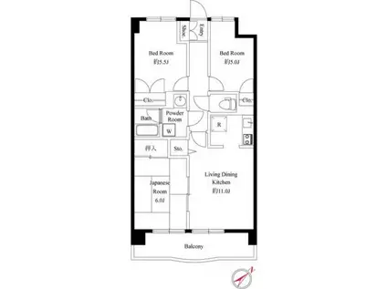 緑の森ハウス(3LDK/4階)の間取り写真