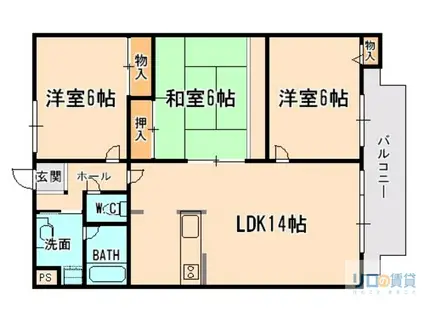 コスモ御殿山(3LDK/2階)の間取り写真