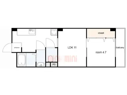 中島本庄ビル(1LDK/3階)の間取り写真